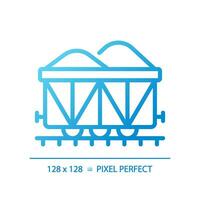 Open wagon pixel perfect gradient linear vector icon. Rail gondola. Railcar transportation. Freight shipping. Thin line color symbol. Modern style pictogram. Vector isolated outline drawing