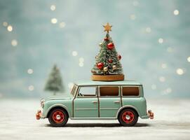 Christmas car with Christmas tree photo