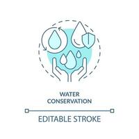 Water conservation turquoise concept icon. Ecology. Liquid sources management abstract idea thin line illustration. Isolated outline drawing. Editable stroke vector