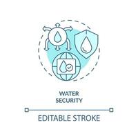 Water security turquoise concept icon. Fresh aqua. Liquid sources management abstract idea thin line illustration. Isolated outline drawing. Editable stroke vector
