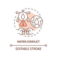 Water conflict terracotta concept icon. Fight for access to aqua. Hydro source threat abstract idea thin line illustration. Isolated outline drawing. Editable stroke vector