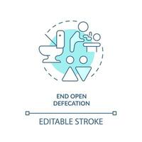 End open defecation turquoise concept icon. Hygiene. Clean water and sanitation abstract idea thin line illustration. Isolated outline drawing. Editable stroke vector