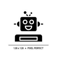 robótica y vástago píxel Perfecto negro glifo icono. construir sencillo máquinas. estudiantes tecnológico habilidades. educación. silueta símbolo en blanco espacio. sólido pictograma. vector aislado ilustración