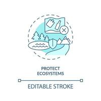 Protect ecosystems turquoise concept icon. Restore areas. Clean water and sanitation abstract idea thin line illustration. Isolated outline drawing. Editable stroke vector