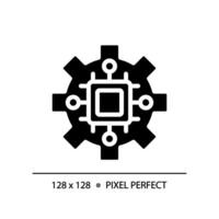 STEM in technology pixel perfect black glyph icon. Computing systems development. Digitization of education processes. Silhouette symbol on white space. Solid pictogram. Vector isolated illustration