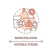 Water pollution terracotta concept icon. Contamination. Hydro source threat abstract idea thin line illustration. Isolated outline drawing. Editable stroke vector