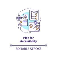 Plan for accessibility concept icon. Security system. Universal design. Wayfinding signage. Access control abstract idea thin line illustration. Isolated outline drawing. Editable stroke vector