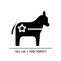 2D pixel perfect Democratic Party glyph style icon, isolated vector illustration of political party logo.