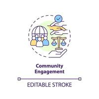 Community engagement concept icon. Sense of belonging. People interaction. Social justice. Community building abstract idea thin line illustration. Isolated outline drawing. Editable stroke vector