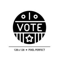 2D pixel perfect glyph style icon with vote text, isolated vector illustration, flat design voting sign.