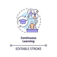 Continuous learning concept icon. Self development. Unconscious bias. Cultural competence. Diversity education abstract idea thin line illustration. Isolated outline drawing. Editable stroke vector