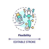 Flexibility concept icon. Equal access. Diverse people. Inclusive workplace. Continuous improvement. Quick change abstract idea thin line illustration. Isolated outline drawing. Editable stroke vector