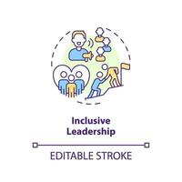 Inclusive leadership concept icon. Fair treatment. Safe environment. Cultural competence. Diversity training abstract idea thin line illustration. Isolated outline drawing. Editable stroke vector