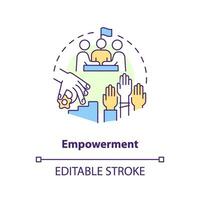 Empowerment concept icon. Decision making. Social justice. Equal access. System change. Community gathering abstract idea thin line illustration. Isolated outline drawing. Editable stroke vector