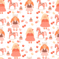 Kids seamless pattern.  Cute  girls png