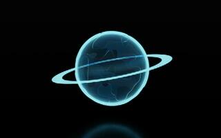 Planet with hologram figure, 3d rendering. photo