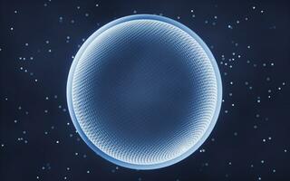 Digital sphere with glowing lines structure, 3d rendering. photo