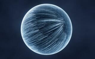 Digital sphere with glowing lines structure, 3d rendering. photo