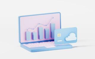 Bar graph with growth trend, 3d rendering. photo