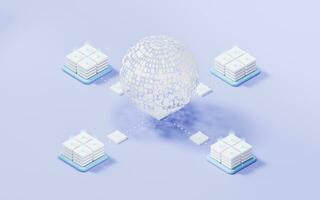 Digital data sphere with server device, 3d rendering. photo