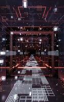 Digital cyberspace, sci-fi concept tunnel, 3d rendering. photo