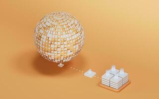 Digital data sphere with server device, 3d rendering. photo