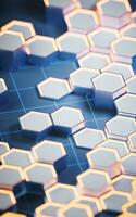 Metallic hexagon material background, 3d rendering. photo