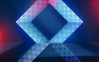 Abstract geometric structure with glowing neon lines, 3d rendering. photo