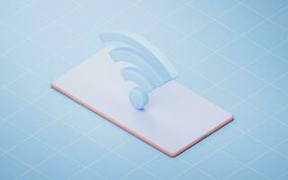 Wireless network technology with wifi sign, 3d rendering. photo