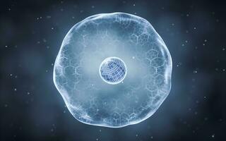 Biological cell with thin film, 3d rendering. photo