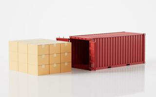 Cargo container, freight and export, 3d rendering. photo