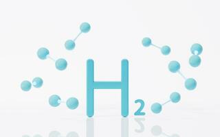 Hydrogen and molecules, 3d rendering. photo