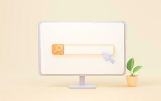 Blank search banner with cartoon style, 3d rendering. photo