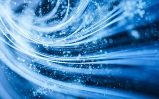 Flowing curve and particles background, 3d rendering. photo