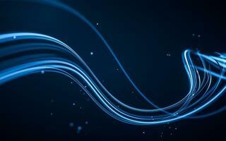 Flowing curve and particles background, 3d rendering. photo