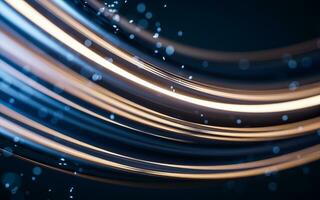 Flowing curve and particles background, 3d rendering. photo