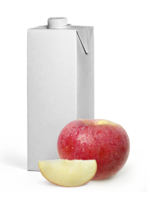 Äpfel und Box leeren Weiß Obst Saft, transparent Hintergrund png