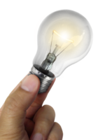 A man's hand holding an Light bulb open, transparent background png