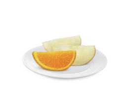 äpple orange frukt på maträtt, transparent bakgrund png