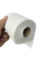 een Mens hand- Holding toilet papier, transparant achtergrond png