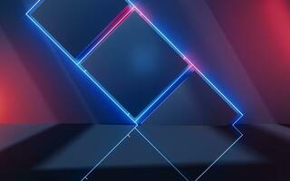 Abstract geometric structure with glowing neon lines, 3d rendering. photo