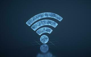 Wireless network technology with wifi sign, 3d rendering. photo