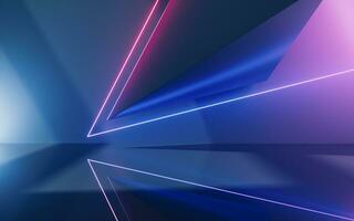 Abstract geometric structure with glowing neon lines, 3d rendering. photo