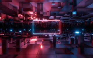Digital cubes with cyberspace background, 3d rendering. photo