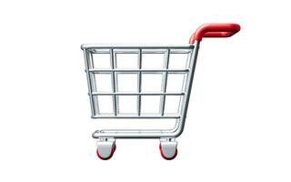 Shopping cart with cartoon style, 3d rendering. photo