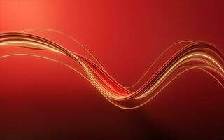 Flowing red geometry lines, 3d rendering. photo