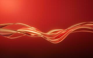 Flowing red geometry lines, 3d rendering. photo