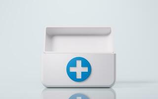 White health care medical box, 3d rendering. photo