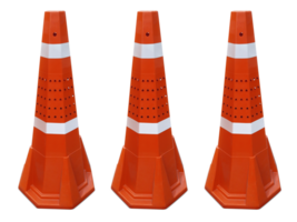 Traffic cone on the sidewalk, transparent background png