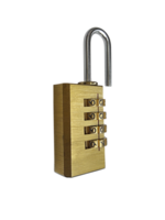 padlock with combination lock,in locked position, transparent background png